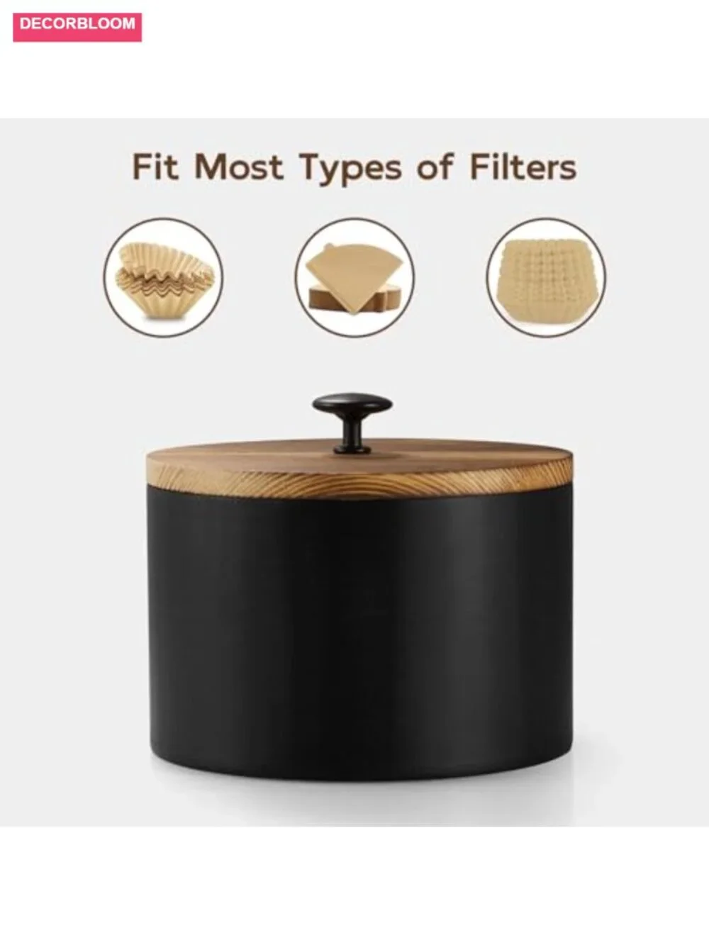 Solid Wood Coffee Filter Holder for Counter with Knob